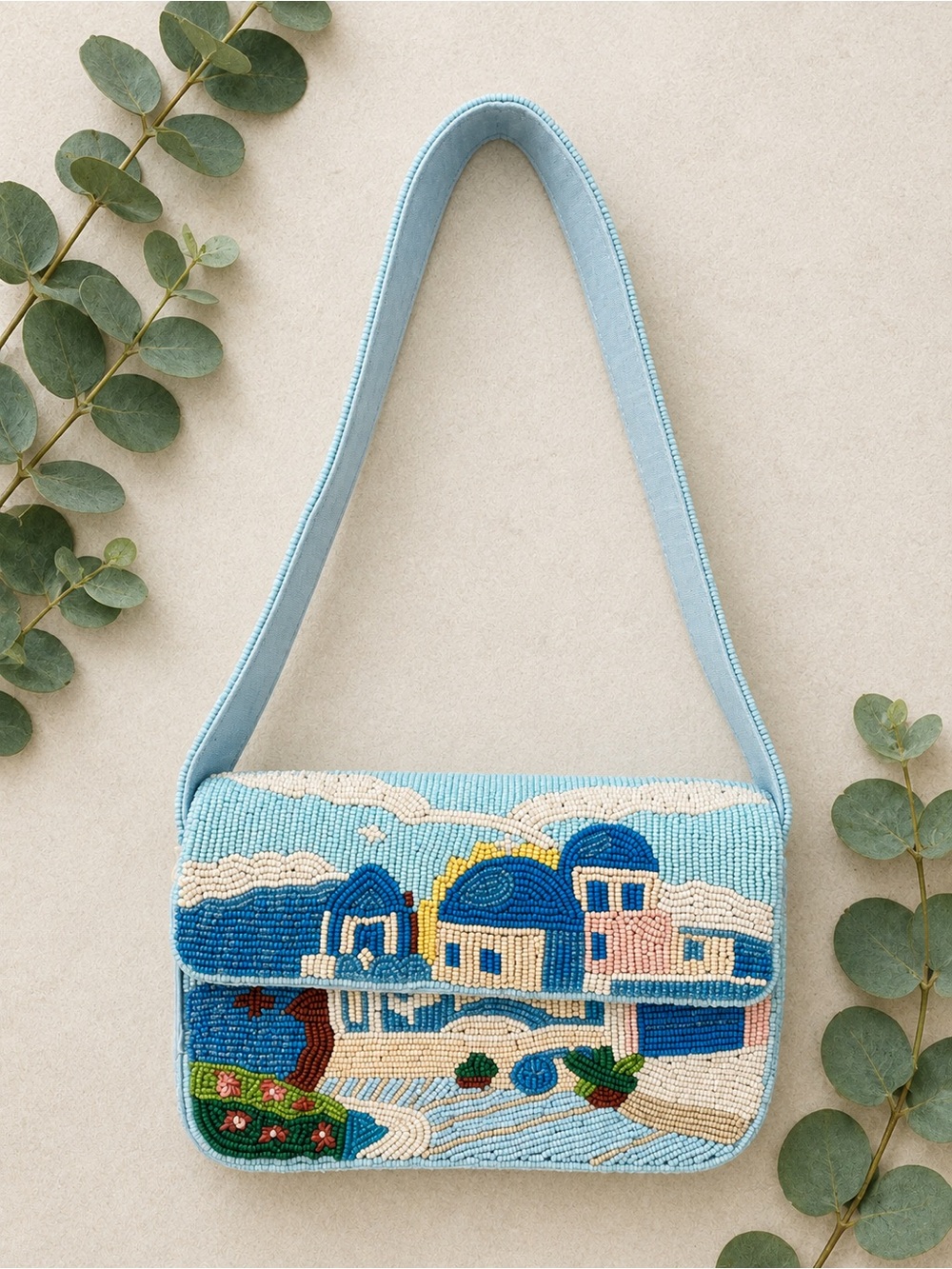 TikTok Viral Sol & Mer Blue Beaded Santorini Shoulder Bag NEW